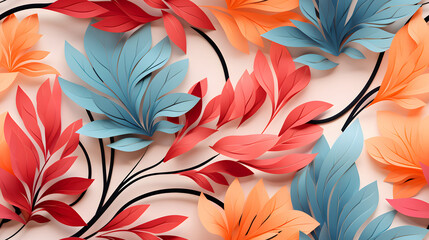bold color stripes leaves floral print pattern abstract graphic poster background