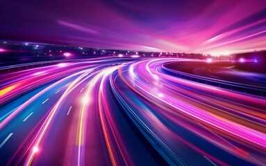 Light Trails, Long Time Exposure Motion Blur Effect. Very beautiful Vector Illustration