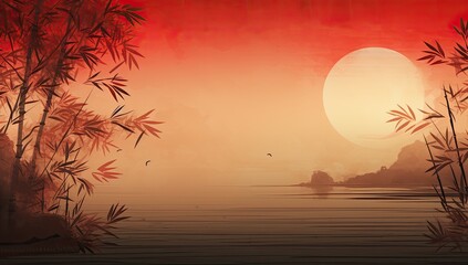 Eastern Tranquility: Nature Background Inspired by Chinese and Japanese Artistry
