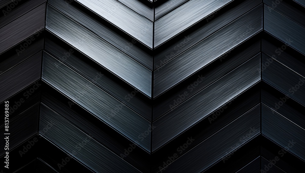Poster metallic monochrome: checkered pattern of squares and triangles in sleek black