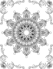 Printable Mandala Coloring Page for Adults. Educational Resources for School for Kids. Adults Coloring Book. Mandala Coloring Activity Worksheet.