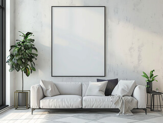 Modern living room design with space to mock up your own picture or text