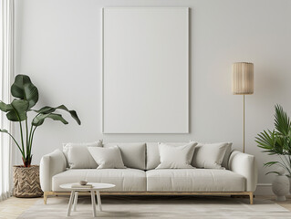 Modern living room design with space to mock up your own picture or text
