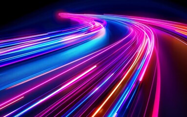 Light Trails, Long Time Exposure Motion Blur Effect. Very beautiful Vector Illustration