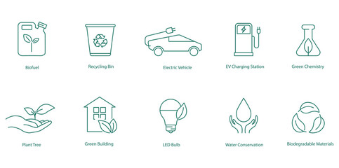 Fototapeta premium Vector Icons of Green Technology and Sustainable Development