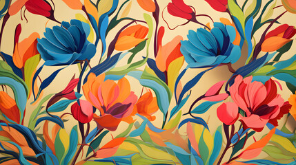 cartoon flowers hand drawing pattern abstract graphic poster background