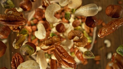 Freeze Motion of Flying Nuts Mix.