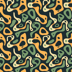 Rustic and cozy green yellow military camouflage pattern, ideal for infusing warmth into decorative prints