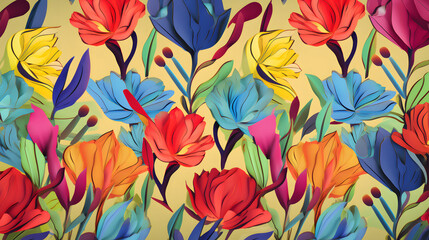 cartoon flowers hand drawing pattern abstract graphic poster background