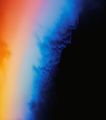 Abstract rainbow gradient background with grainy texture, colorful background in the style of rainbow colors, dark blue and orange gradient, grainy paper