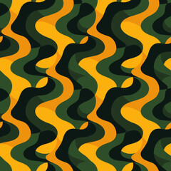 Whimsical green and yellow blob pattern, adding a playful element to fabric and wallpaper
