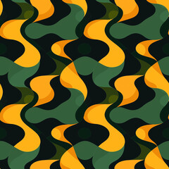 Dynamic seamless design featuring green yellow military camouflage, adding movement to decorative prints