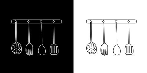 Kitchen icons. Cooking icon. Cook. Food icon. Cooking utensil icon. Kitchen tool icon. Black icon. Silhouette icon.
