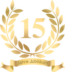 Laurels in vector for the 15 years jubilee with text in German