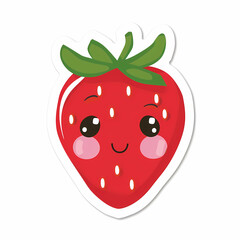 Obraz premium Cute strawberry catoon on a White Canvas Sticker,vector image