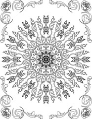 Printable Mandala Coloring Page for Adults. Educational Resources for School for Kids. Adults Coloring Book. Mandala Coloring Activity Worksheet.