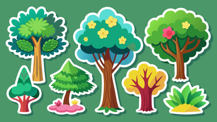 Tree Set Stickers vector illustration