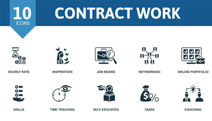 Contract work set. Creative icons. Editable elements.