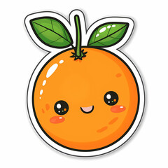 Cute orange catoon on a White Canvas Sticker,vector image