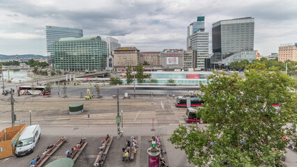 The Schwedenplatz is a square in central Vienna, located at the Danube Canal aerial timelapse
