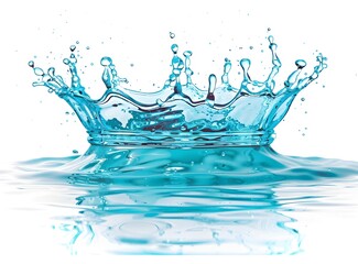 Water splash in blue color on white background, high resolution photography, stock photo, professional style 
