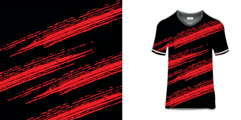 sublimation jersey design grunge brush red black halftone sporty modern racing abstract horror flashy lines motorsport car sticker livery game esport. vector ilustration