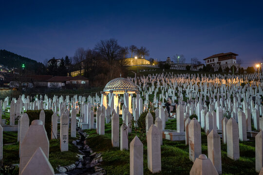 Martyrs' memorial cemetery Kovaci in Sarajevo, Europe.
