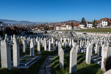 Martyrs' memorial cemetery Kovaci in Sarajevo, Europe.