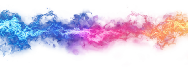 Blue, red and orange energy wave isolated on transparent background.