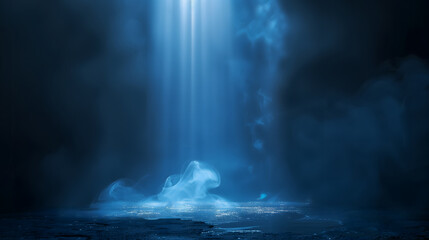 Blue Light Scattering on Dark Background - Atmospheric Photography