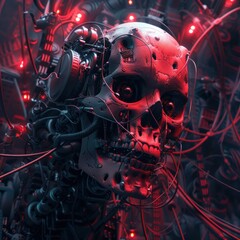 3d skull cyberpunk skeleton fantasy artwork