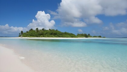 A tropical island paradise with white sandy beache