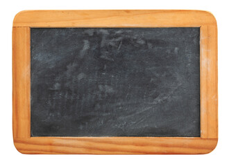 blank grungy vintage wooden blackboard / chalkboard isolated over a transparent background, back to...