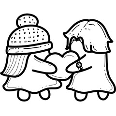 valentine's day gift, cute stickers for lovers and can be colored, lines for coloring, love you