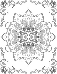 Printable Mandala Coloring Page for Adults. Educational Resources for School for Kids. Adults Coloring Book. Mandala Coloring Activity Worksheet.