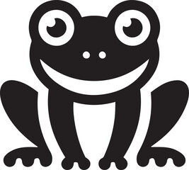 Naklejka premium Cute frog sitting silhouette vector illustration.