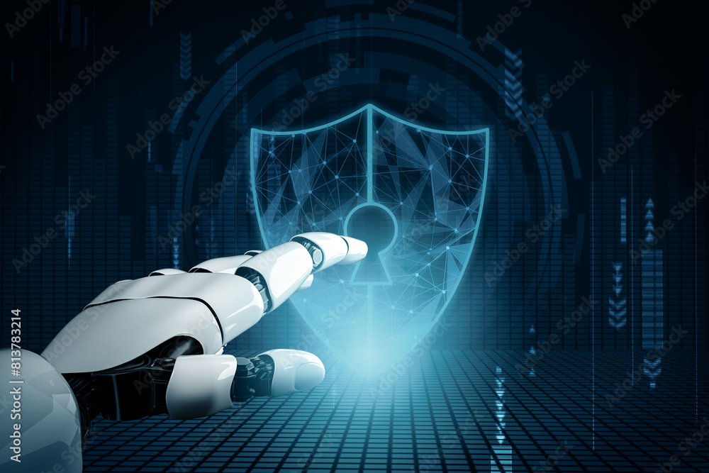 Poster mlp futuristic robot technology development, artificial intelligence ai, and machine learning concep