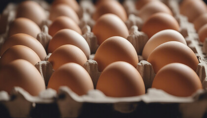 fresh organic eggs in carton box
