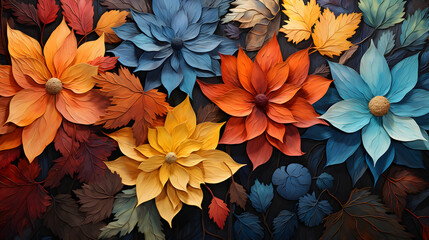 fall leaves floral print pattern abstract graphic poster background