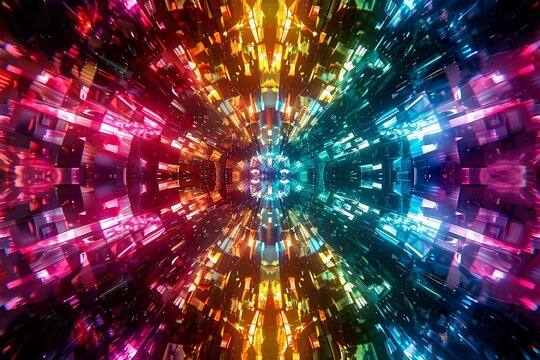 3D rendering. Vibrant and colorful kaleidoscope.
