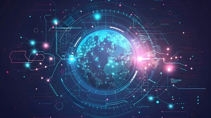 Obraz premium Futuristic Global Communication Technology for Internet Business and Cryptocurrency Blockchain