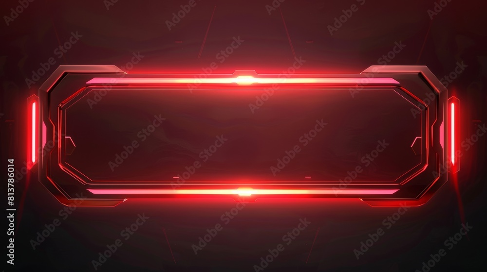 Poster offline banner red stream template design. game broadcast media overlay with neon light frame. cover