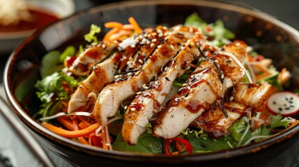 American cuisine. Shanghai salad with chicken. 