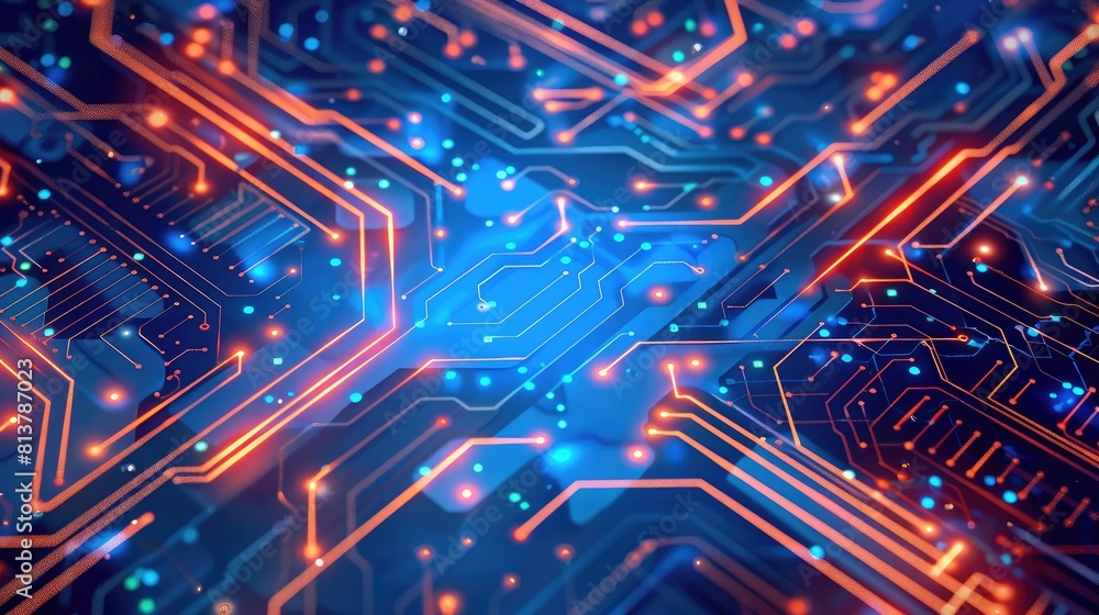 Poster digital circuit board pattern background, perfect for tech startups and innovation-driven presentati