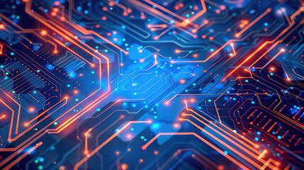 Digital circuit board pattern background, perfect for tech startups and innovation-driven presentations.