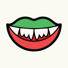 Line icon mouth with teeth vector design on white background
