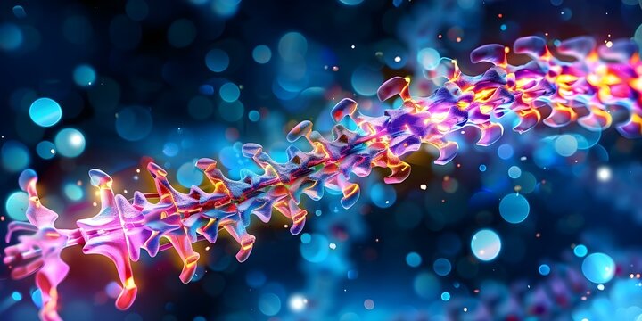 3D model showing internal view of the human spine. Concept Anatomy, Spinal Cord, Human Body, Medical Illustration, Internal Organs