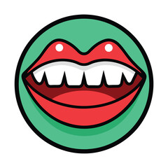 Line icon mouth with teeth vector design on white background