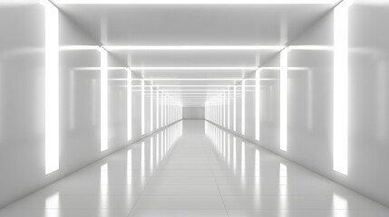 Obraz premium Minimalist 3D Architectural Corridor with Futuristic Lighting and Technology