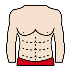 liposculpture vector icon design, Cosmetology or Cosmetologist Symbol, esthetician or beautician Sign, Beauty treatment stock illustration, Male six-pack lipo ab etching concept